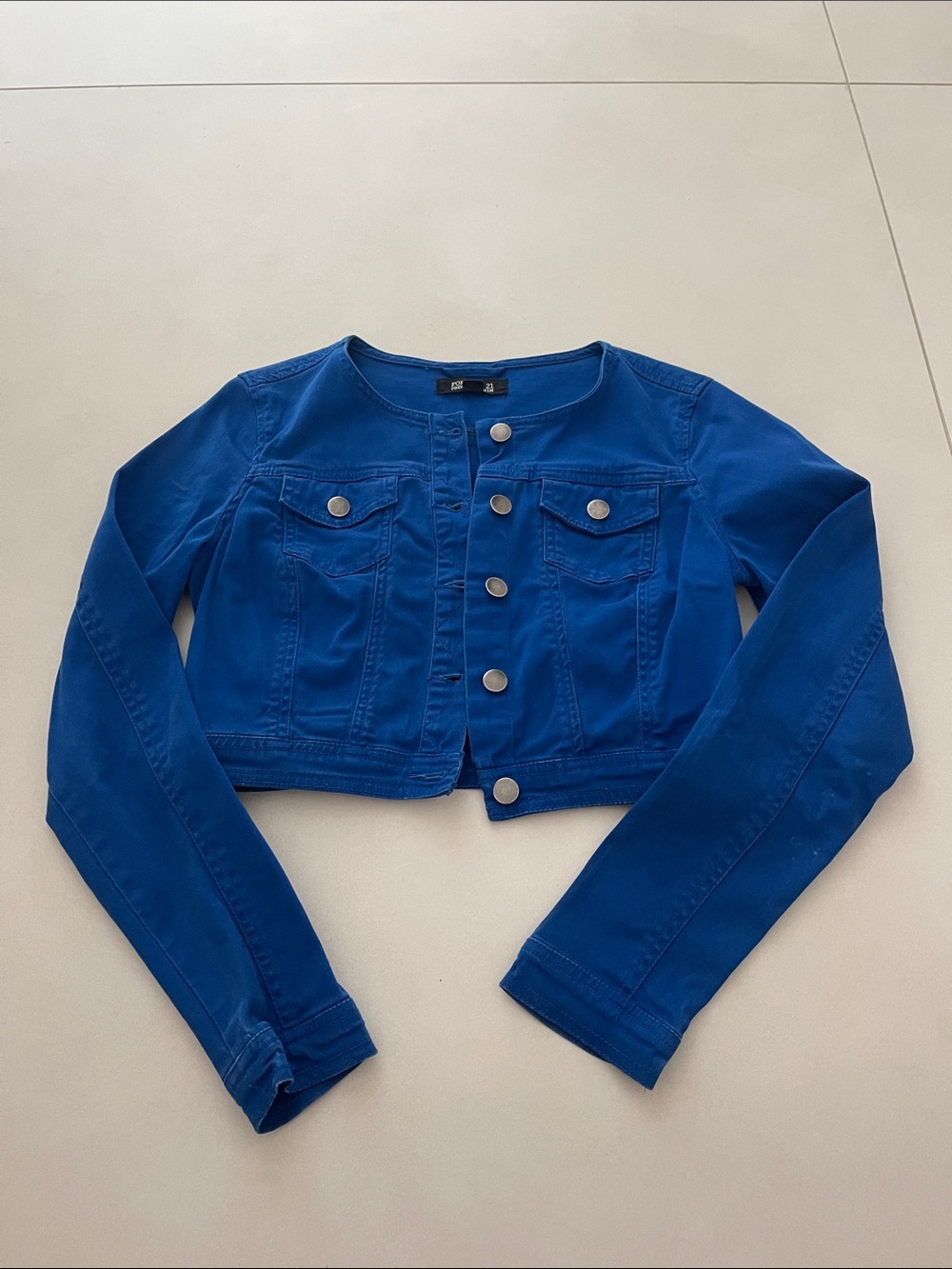 Forever 21 Cobalt Blue Cropped Button Jacket